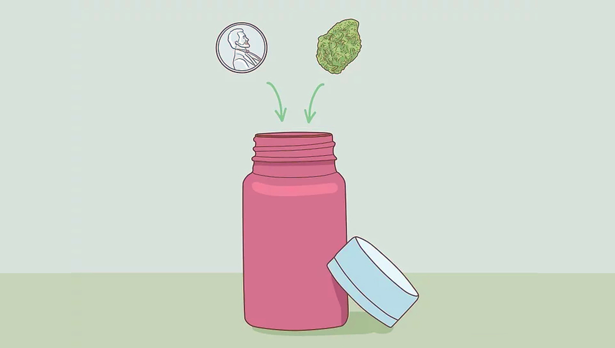 Grinding weed with a pill bottle and a coin. Grinding weed with a pill bottle and a coin.