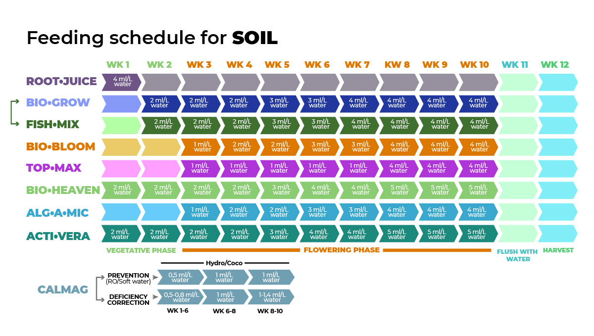 Feeding Schedule for Soil by BioBizz Feeding Schedule for Soil by BioBizz