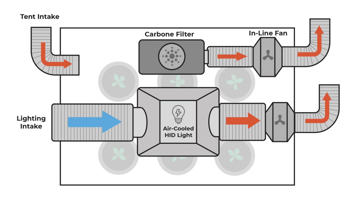 Ventilation For Grow Tent or Grow Room: Cheap And DIY Solutions - Ventilation for grow room, grow tent ventilation setup with two circuits