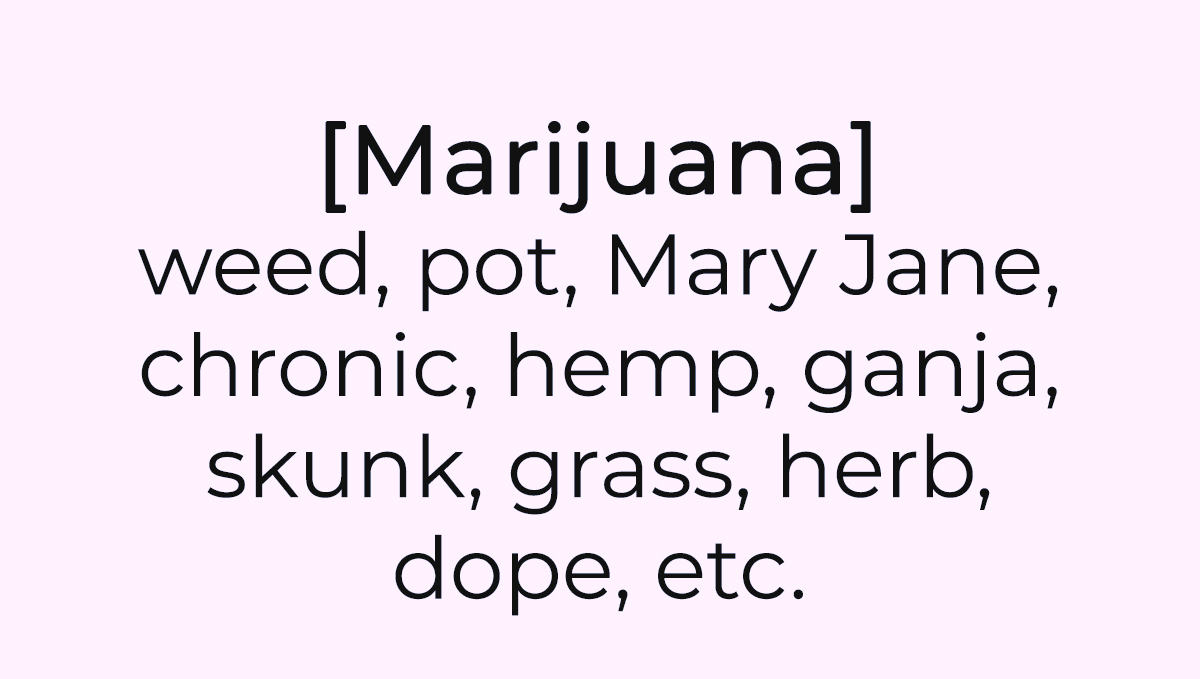 Synonyms for marijuana