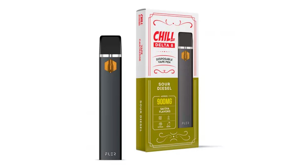 Tips For Choosing Best Weed Pens To Puff In: A product picture of a black Diamond CBD weed pen with Sour Diesel flavor rand its package