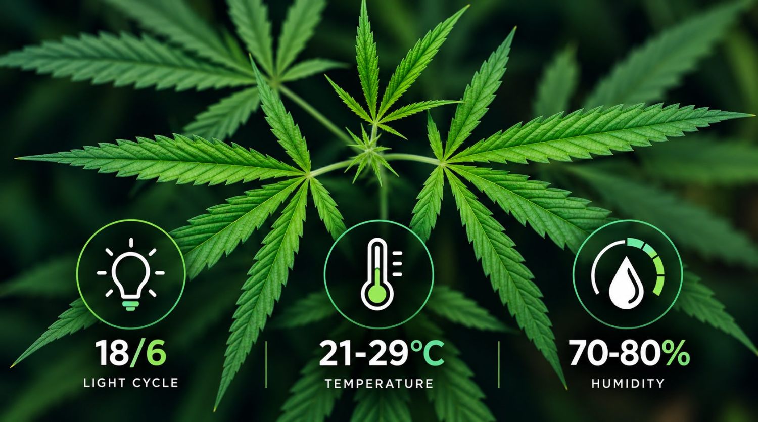 Optimale Bedingungen für Cannabis im vegetativen Stadium. Optimale Bedingungen für Cannabis im vegetativen Stadium.