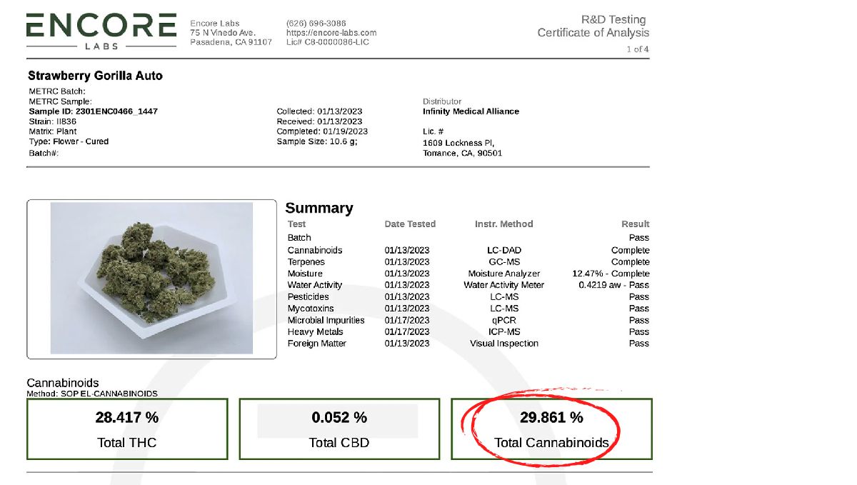 Lab test for Strawberry Gorilla Auto Lab test for Strawberry Gorilla Auto