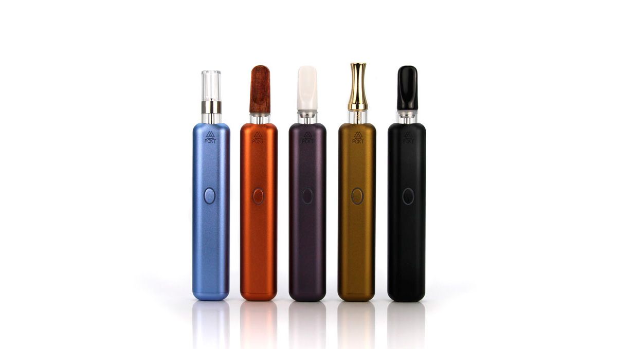 Tips For Choosing Best Weed Pens To Puff In: A product picture of five PCKT weed pens of different color and with different mouthpieces