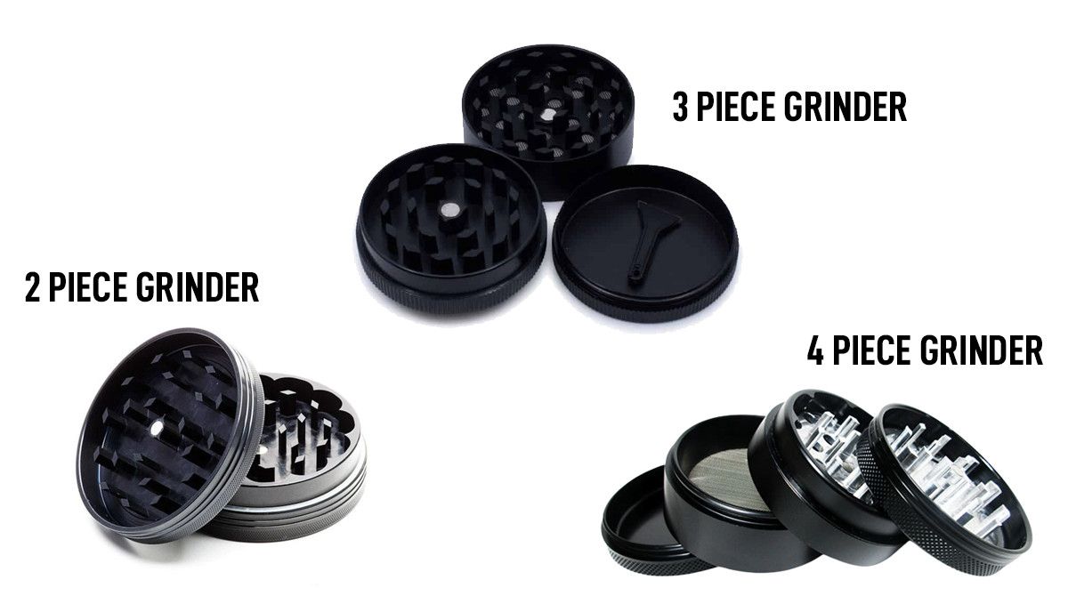 15 Best Weed Grinders to Buy in 2022: Two-, three-, and four-piece grinders shown disassembled